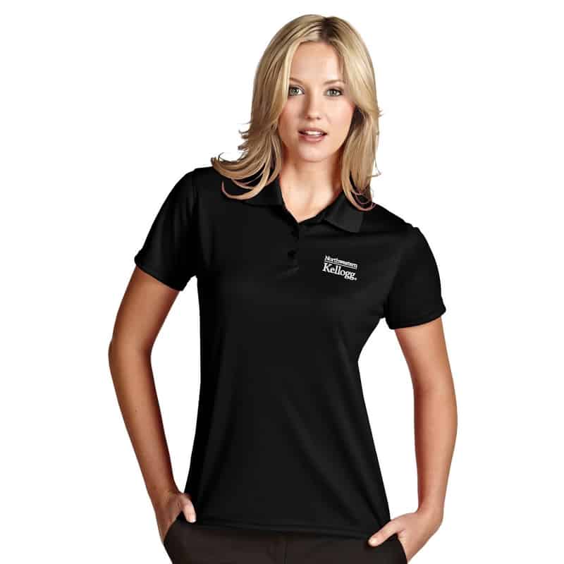 Northwestern / Kellogg Antigua Ladies Black Polo Shirt