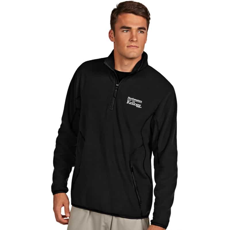 Northwestern / Kellogg Antigua Men's Black Ice 1/4-Zip Polar Fleece