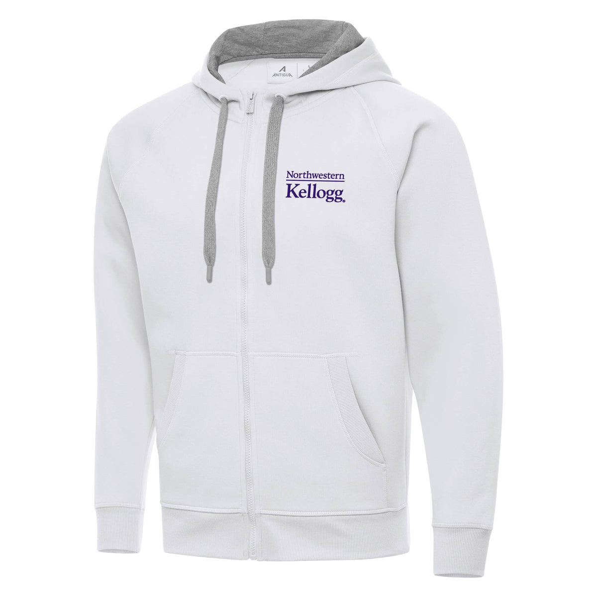 Northwestern I Kellogg Antigua Men's Victory White FZ Hood -2