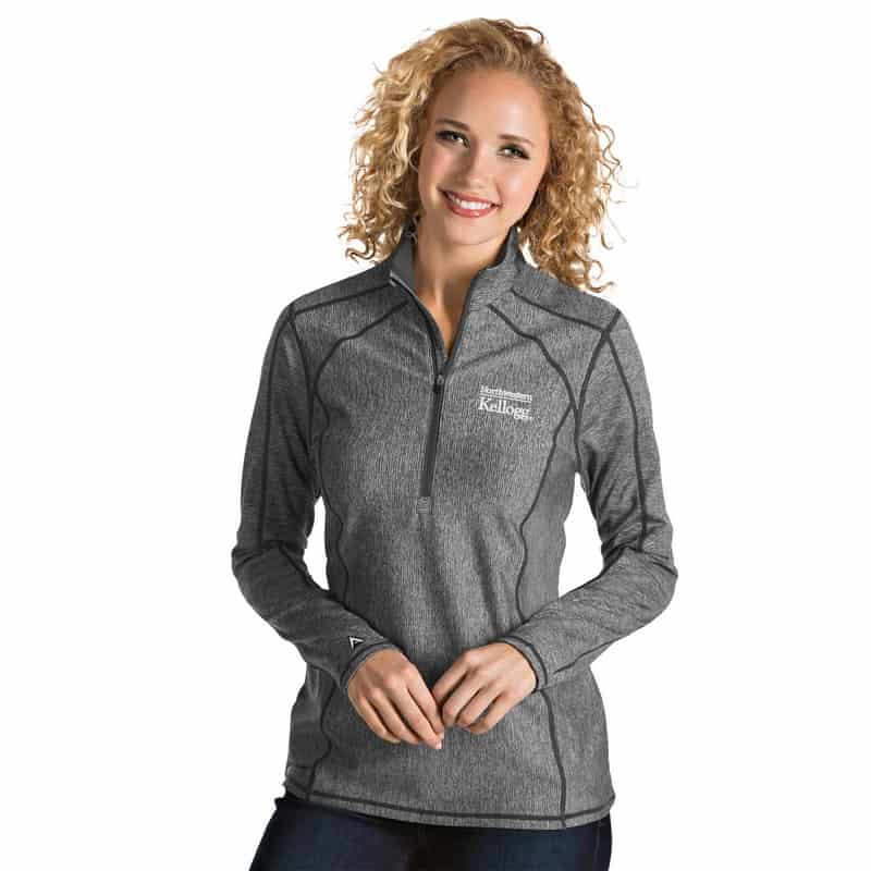 Northwestern / Kellogg Antigua Ladies Grey Tempo 1/2 Zip