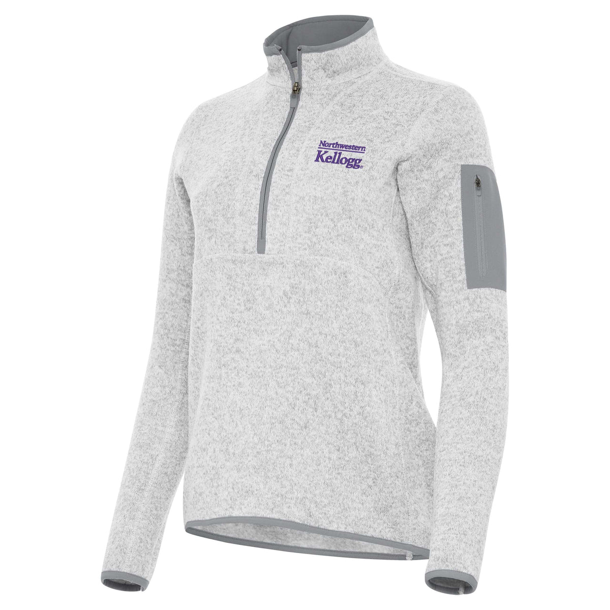 Kellogg Women's Antigua Fortune 1/2 Zip Jacket in Light Grey Heather