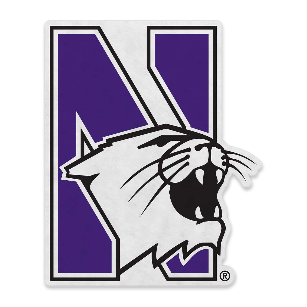 Northwestern University Wildcats Shape Cut Polyester Felt Pennant with Multicolor N-Cat Design Design 18" High