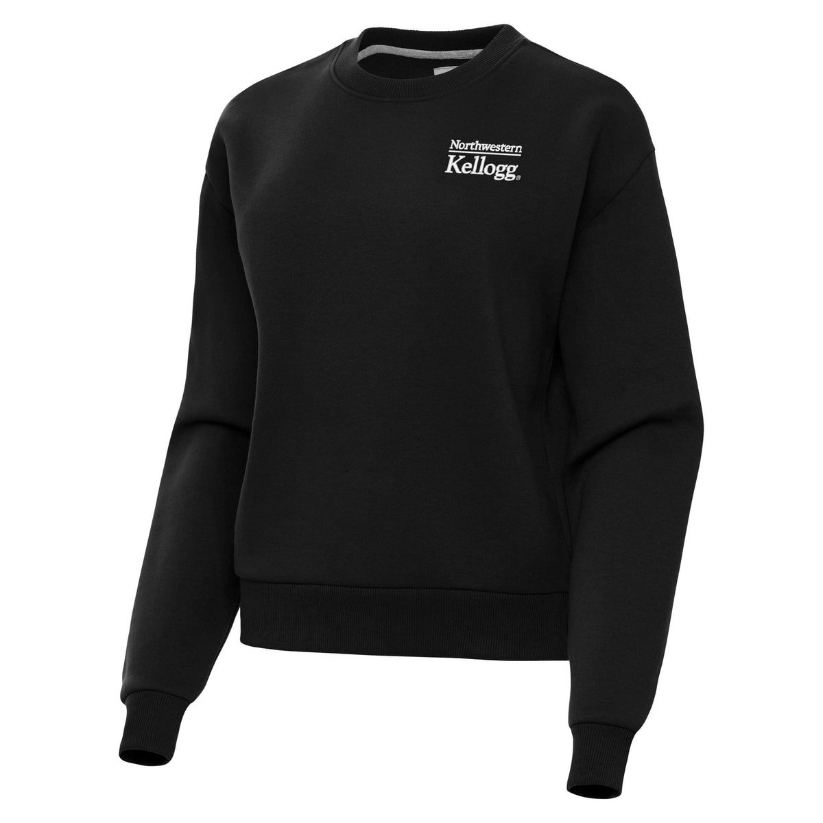 Northwestern I Kellogg Women's Antigua Victory Crewneck Sweatshirt in Black Color -2