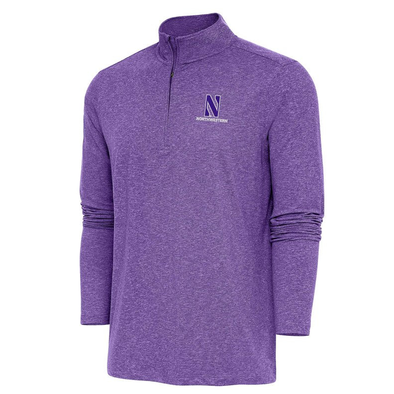Northwestern University Wildcats Antigua Men's Hunk Heather Purple 1/4 Zip Pullover