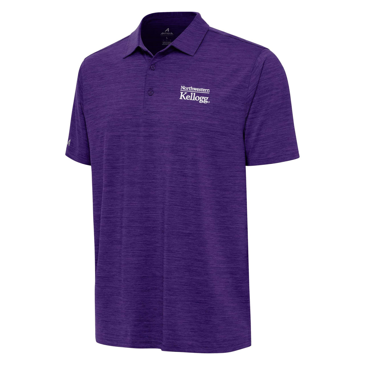 Northwestern I Kellogg Antigua Men's Layout Purple Heather Polo Shirt-2