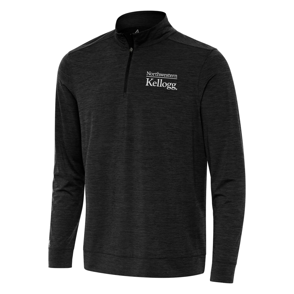 Northwestern I Kellogg Men's Antigua Black Heather Bright 1/4 Zip Pullover