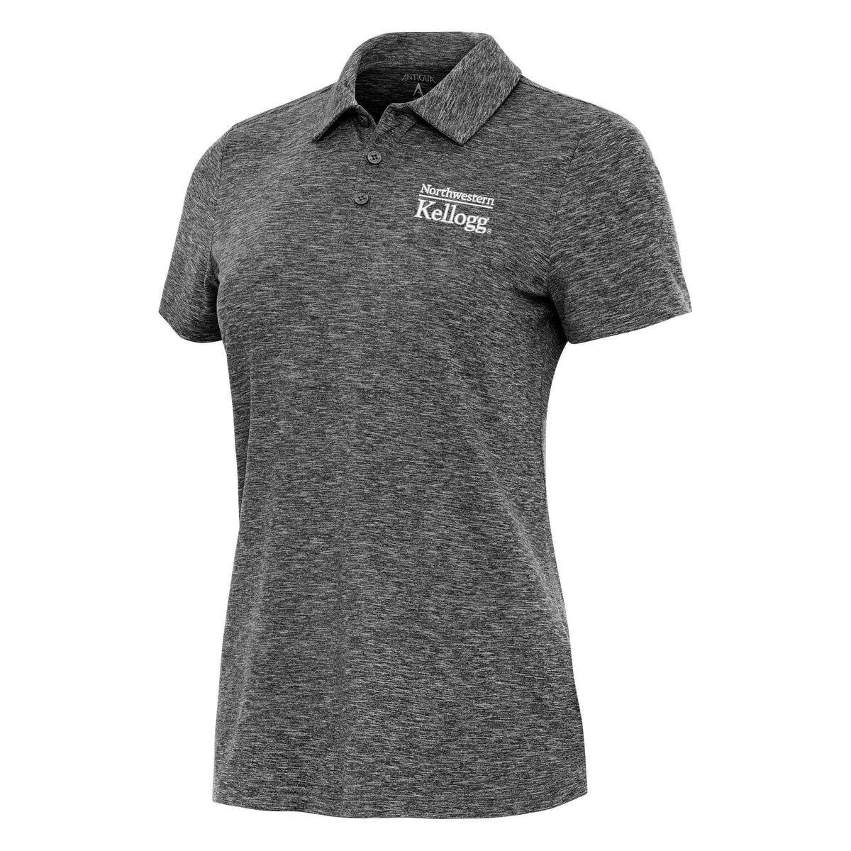 Northwestern I Kellogg Antigua Women's Matter Black Heather Polo -2