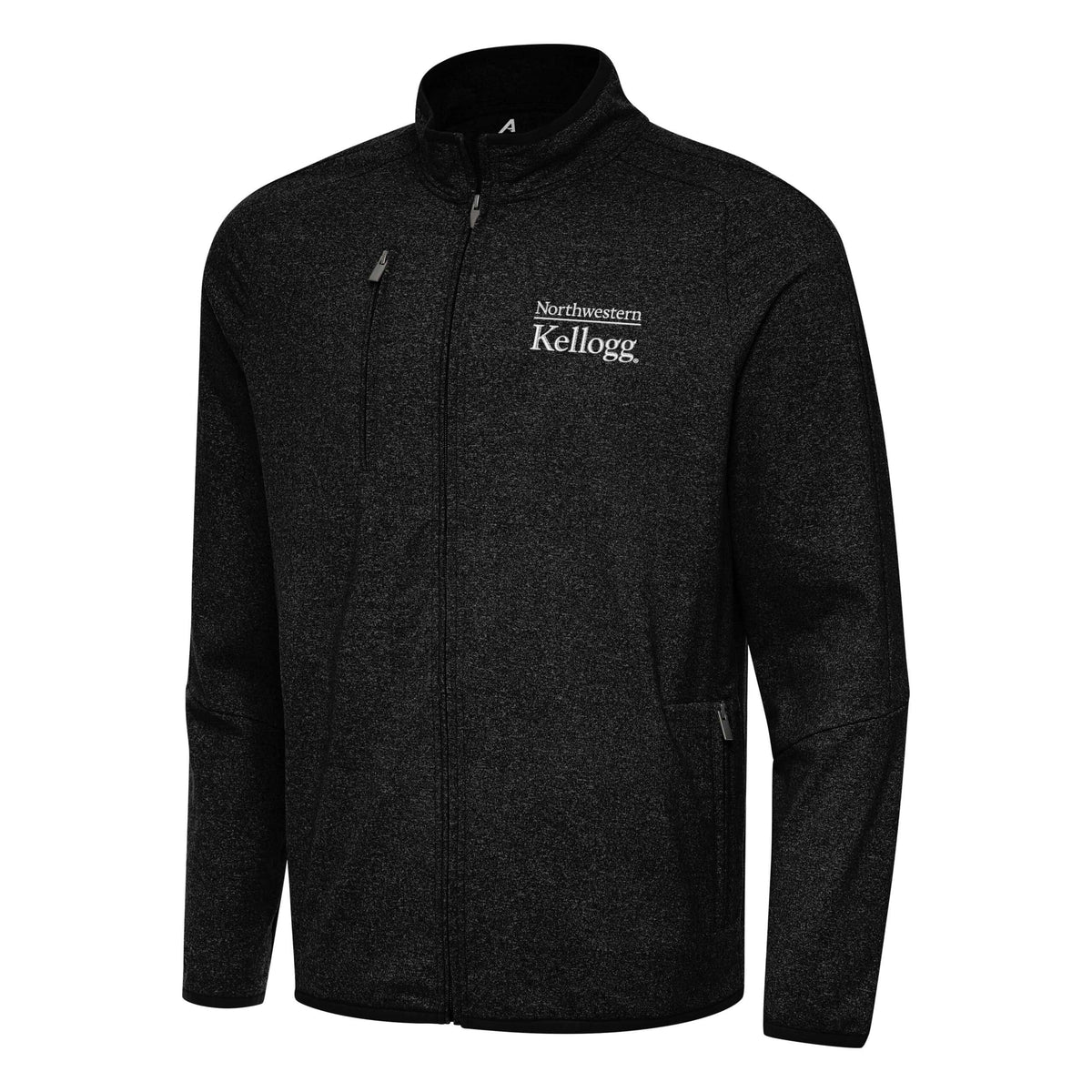 Northwestern I Kellogg Antigua Men's Hold-Up Black Heather Jacket -2