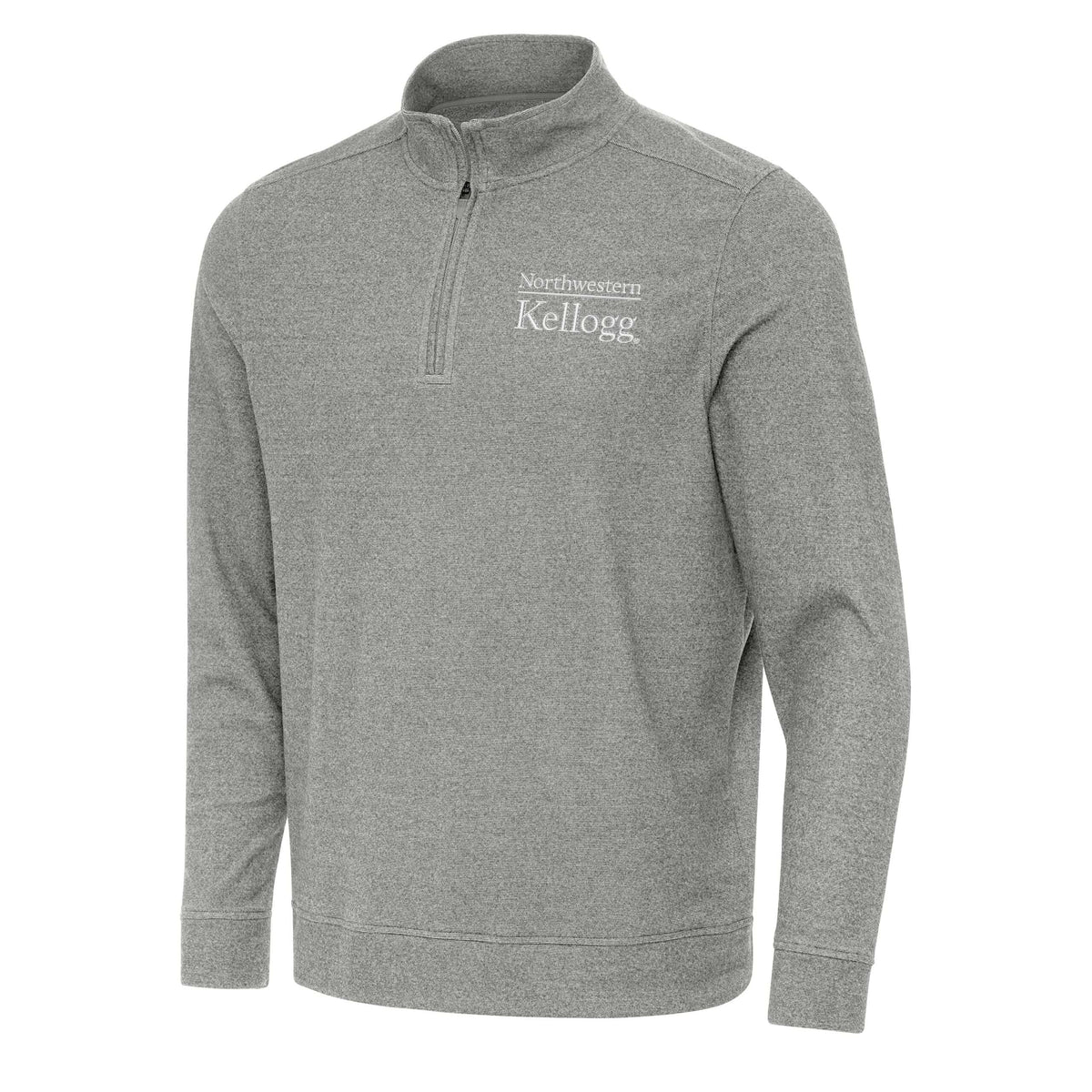 Northwestern I Kellogg Antigua Men's Subtle Supersoft Black Heather 1/4 Zip Pullover