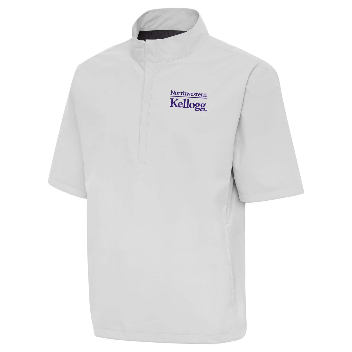 Northwestern I Kellogg Antigua Men's Stone Brisk SS 1/4 Zip Pullover -2