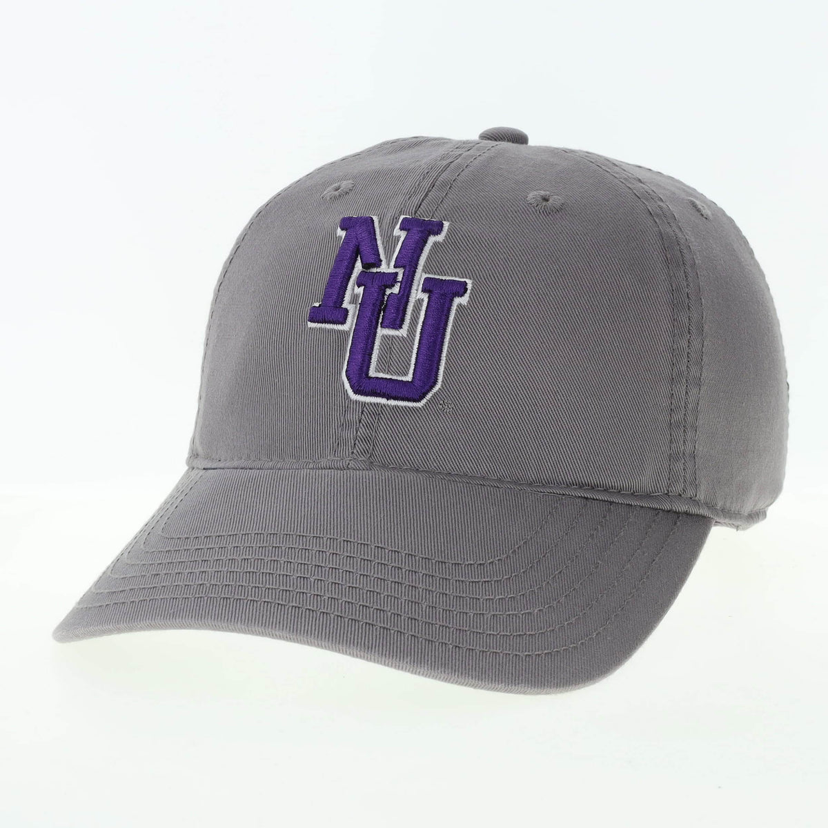 Northwestern University Wildcats Legacy Unconstructed Adjustable Grey Twill Hat with Vintage Interlock NU Design