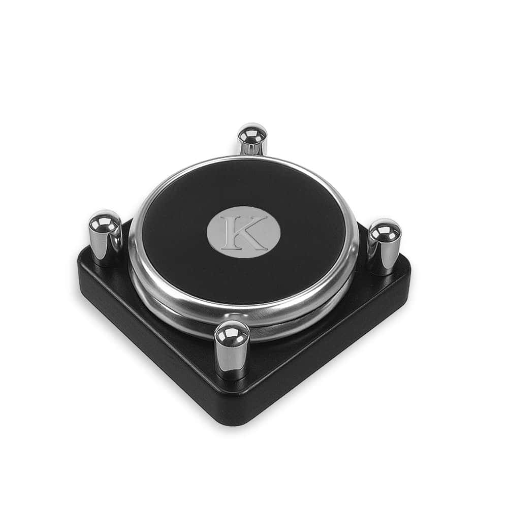Northwestern | Kellogg K Design Silver Medallion Silver Tone & Leather Coaster Set of Two
