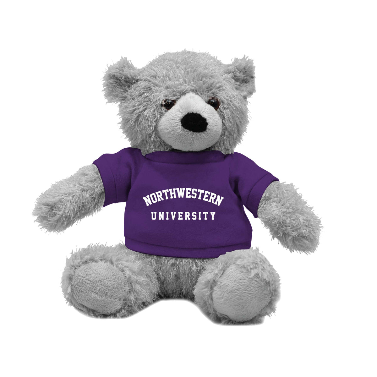 Northwestern University Wildcats Gray Junior Teddy Bear Wearing Purple "Northwestern University" Tee Shirt
