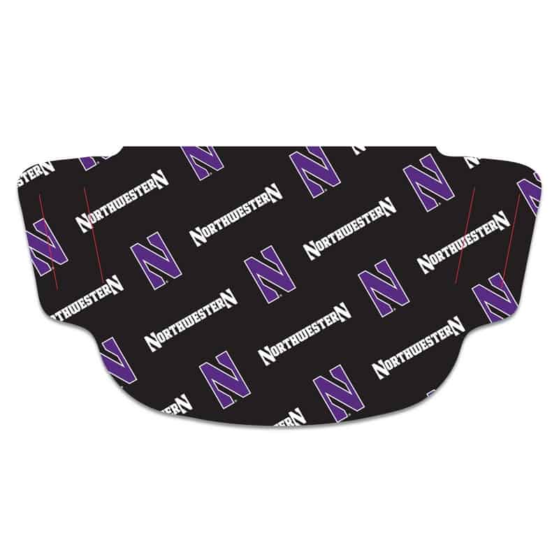 Northwestern University Wildcats Black Fan Mask Face Cover With All-Over-Print Design