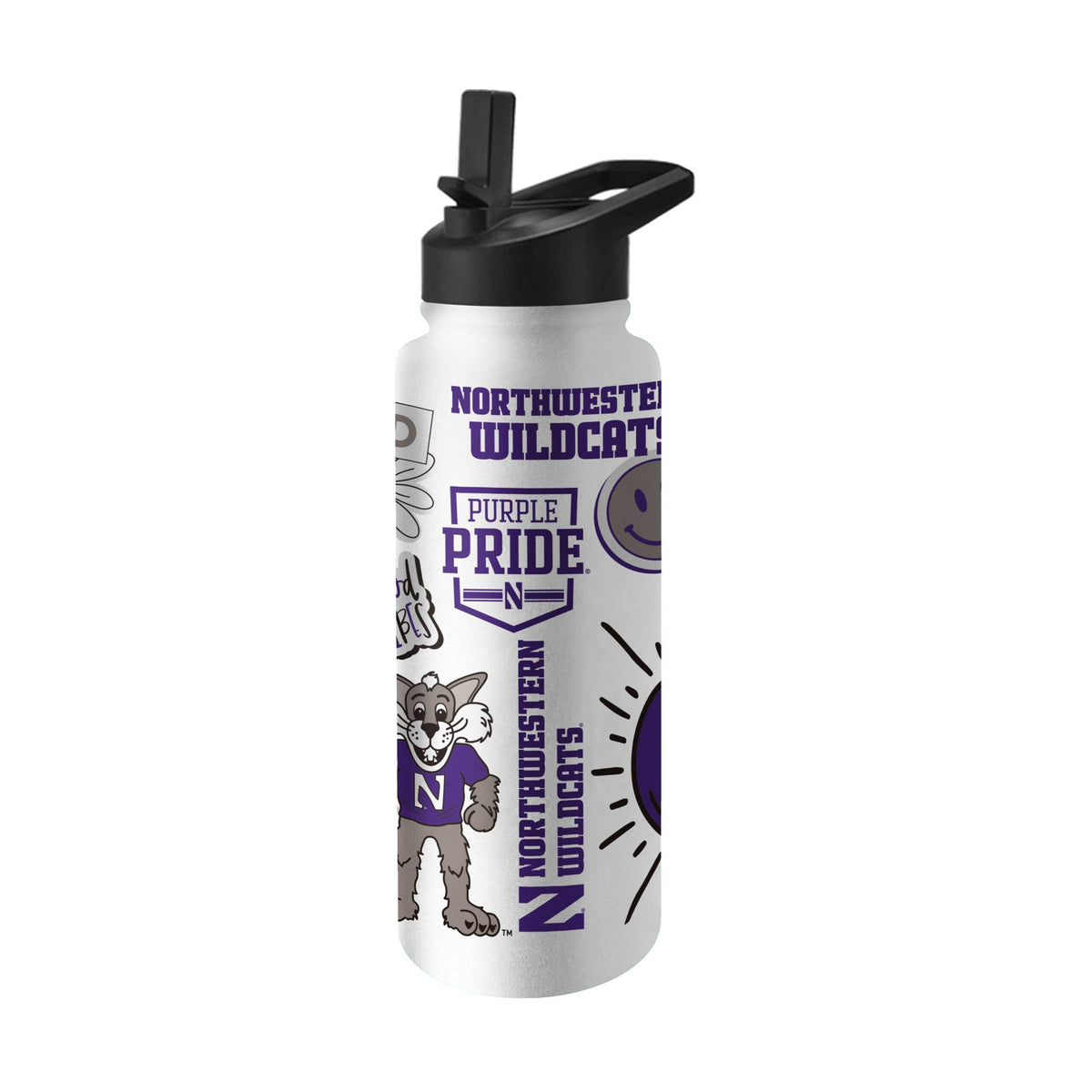 Northwestern University Wildcats Logobrands 34 oz. Native Design White Quencher Water Bottle