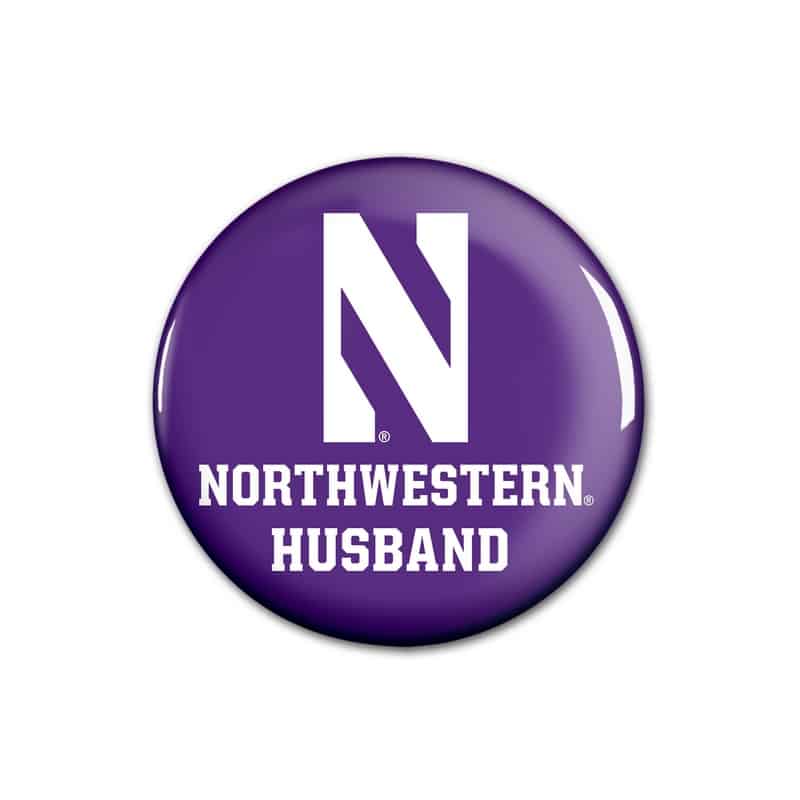 Northwestern Wildcats Button with Northwestern Husband Design 1.75"