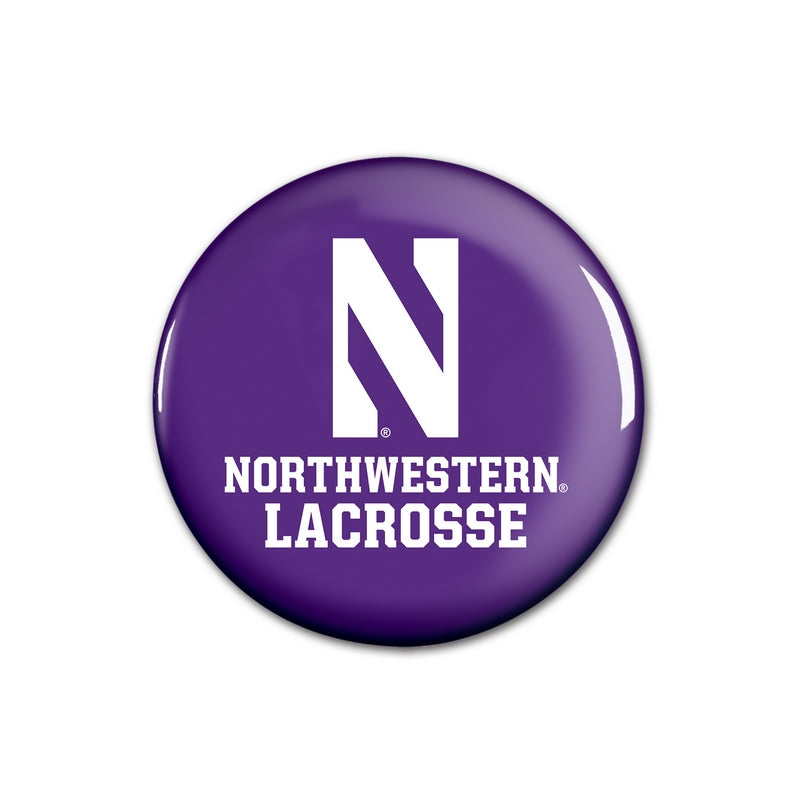 Northwestern Wildcats Button with Northwestern Lacrosse Design 1.75"