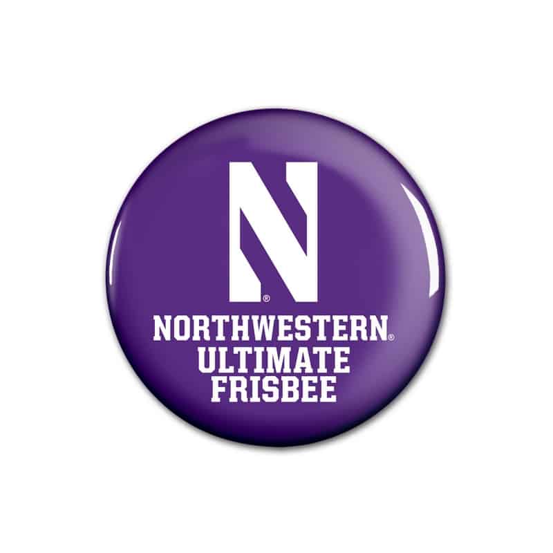 Northwestern Wildcats Button with Northwestern Ultimate Frisbee Design 1.75"