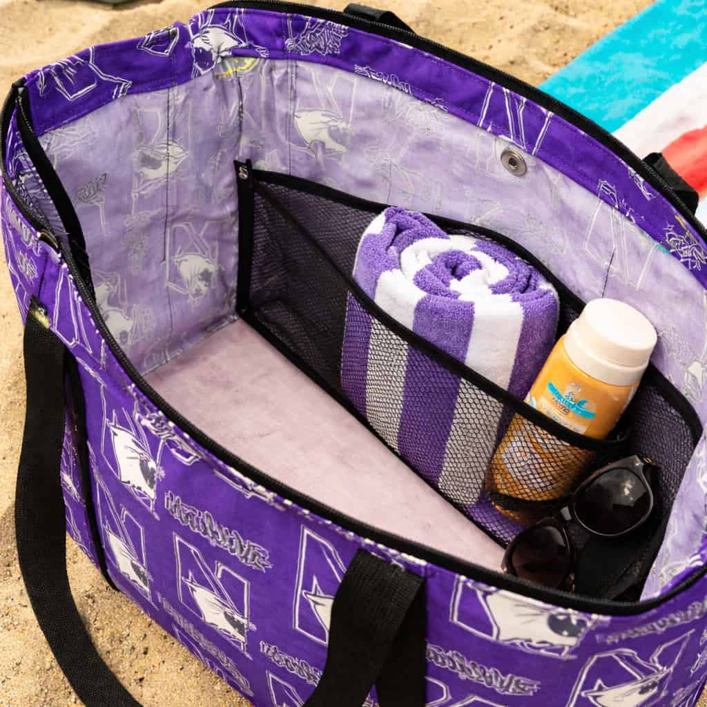 Northwestern University Wildcats Purple all Over Design Jumbo Tote Bag 22"WX13"HX5"D