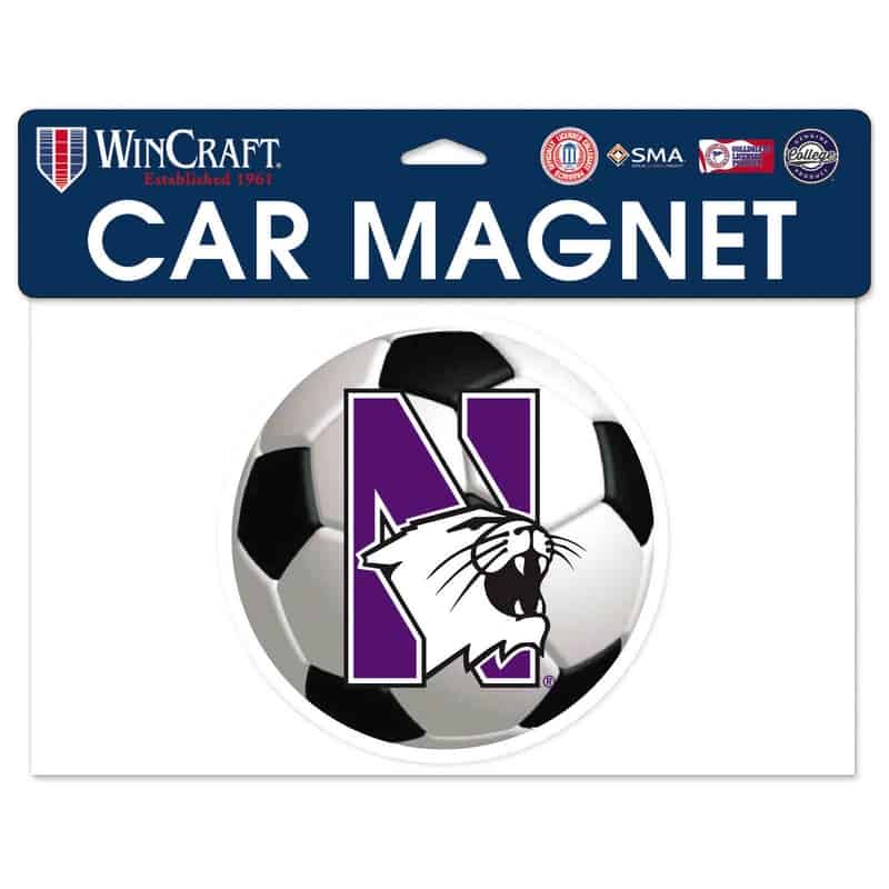 Northwestern Wildcats Flexible Magnet with N-Cat Printed on a Multicolor Image of a Soccer Ball 6.1" x 6.1"
