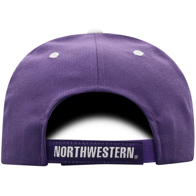 Northwestern University Wildcats Purple Adjustable Velcroback Hat with Stars & Stripes Stylized N Design-Back