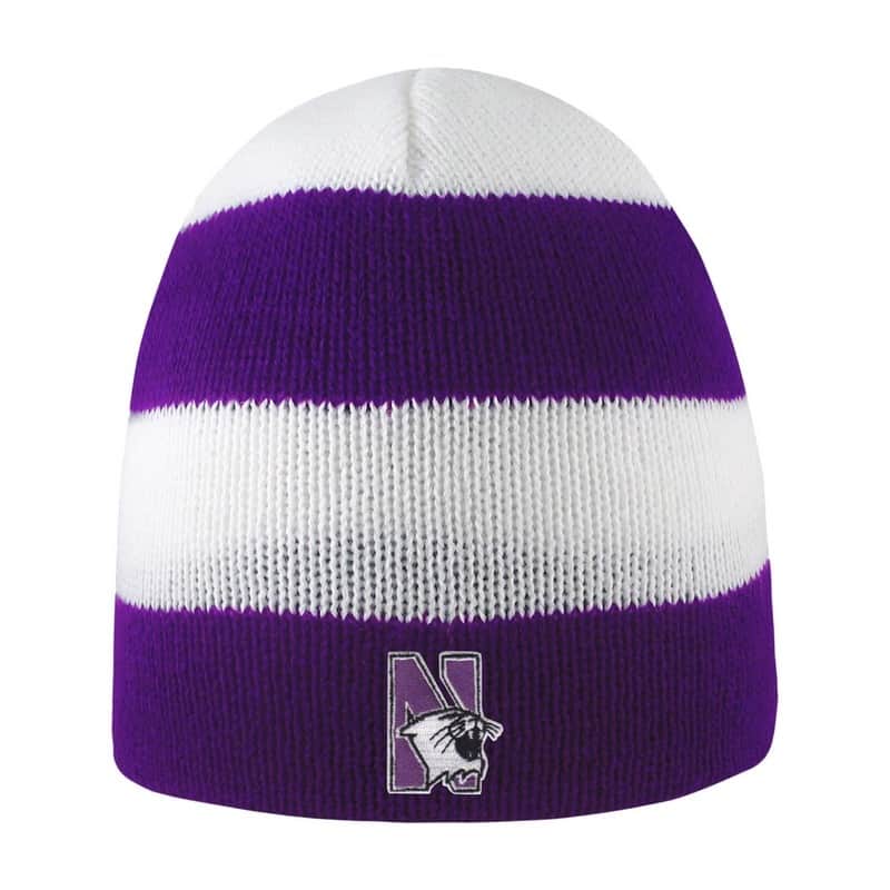 Northwestern University Wildcats Adult Purple/White Columbia Rugby Stripped Beanie