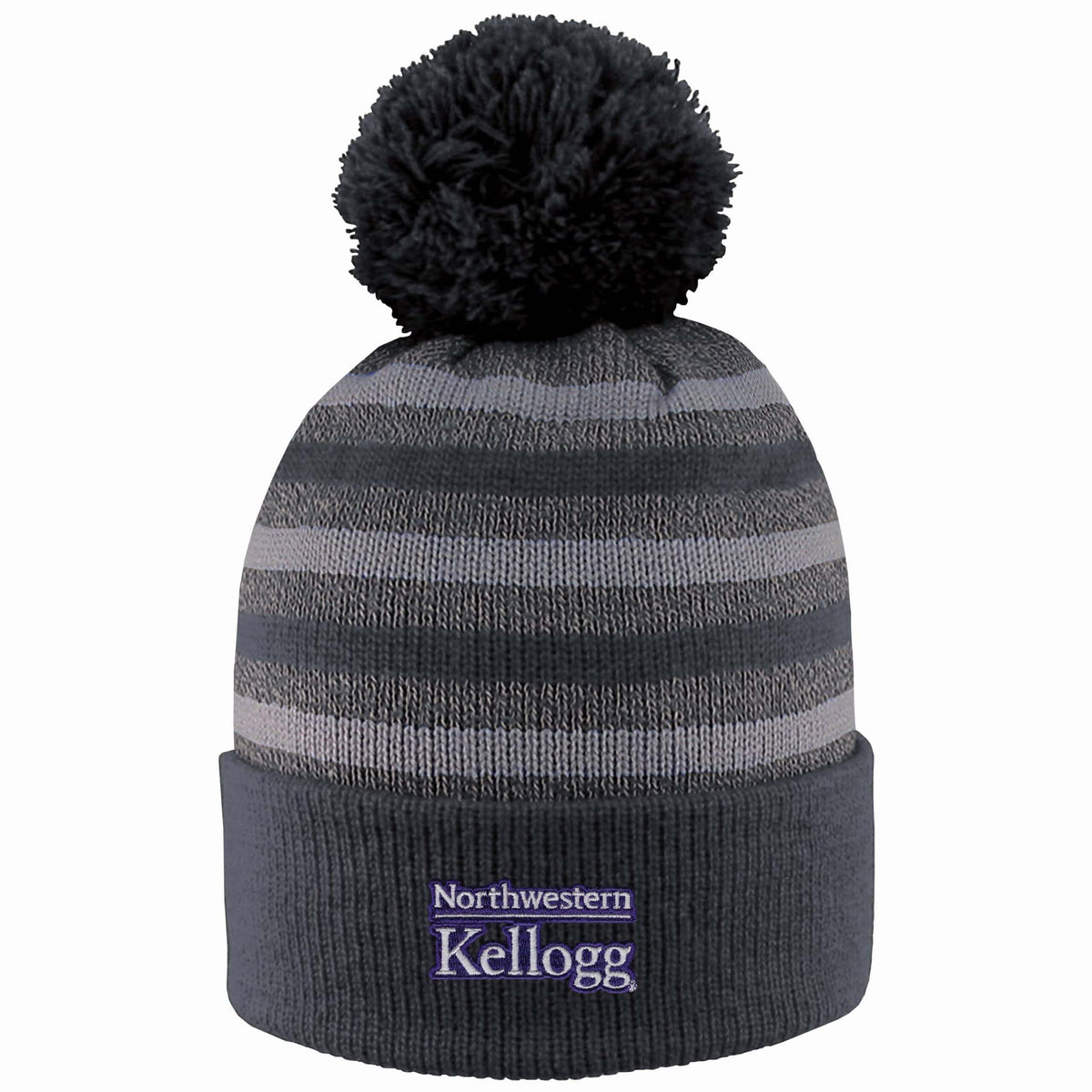 Northwestern I Kellogg Doc Charcoal/Grey Knit Cuff Hat with Pom