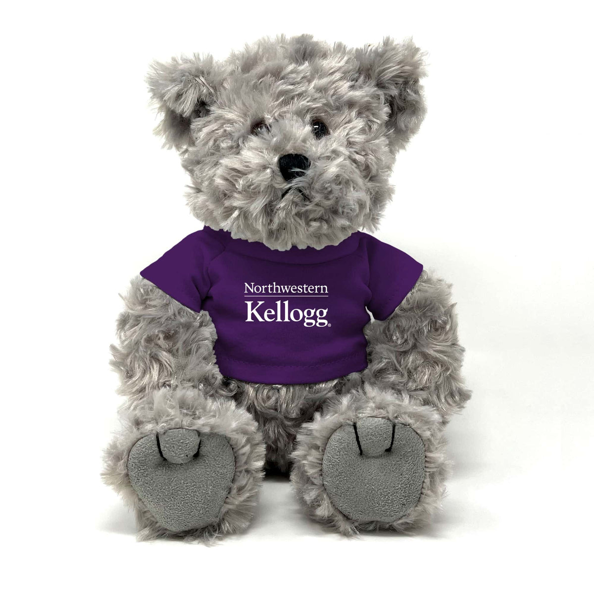 Northwestern I Kellogg Traditional Gray Bear Wearing Purple "Northwestern I Kellogg" Tee Shirt