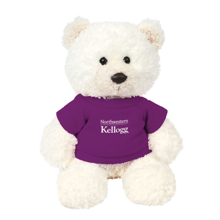 Northwestern I Kellogg Baxter Cream Bear Wearing Purple "Northwestern I Kellogg" Tee Shirt