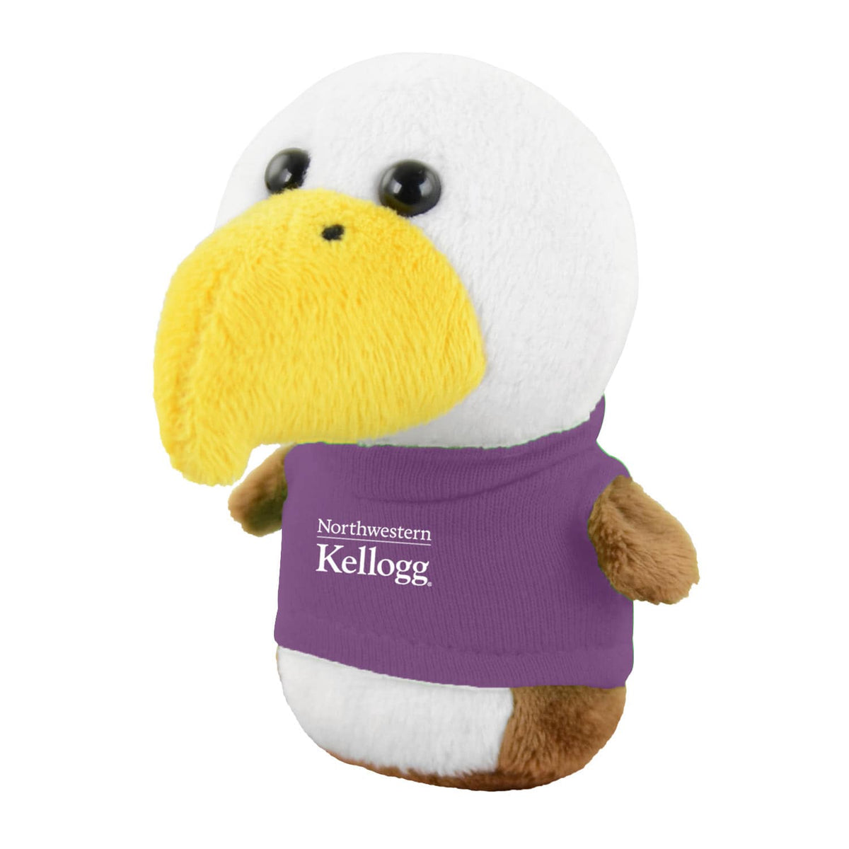 Northwestern I Kellogg Wild Bunch Shorties Plush Eagle Wearing Purple "Northwestern I Kellogg" Tee Shirt
