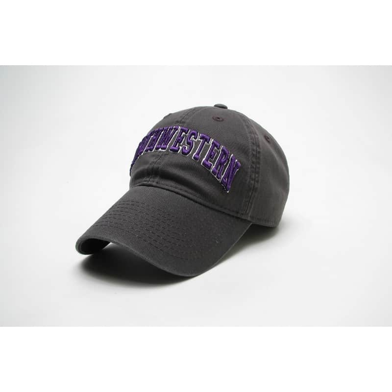 Northwestern University Wildcats Legacy Unconstructed Adjustable Dark Grey Charcoal Hat with Arched Northwestern Design