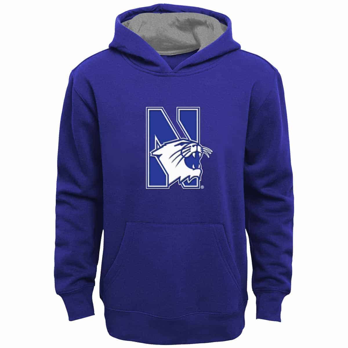 Northwestern University Wildcats Kids Purple Hooded Sweatshirt with Sewn On Applique' N-Cat Design