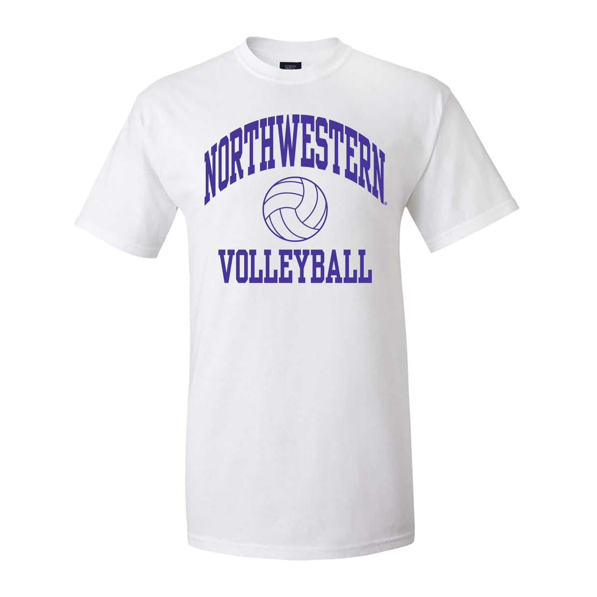 Northwestern University Wildcats Men's MV White Classic Tee with Northwestern Volleyball Design