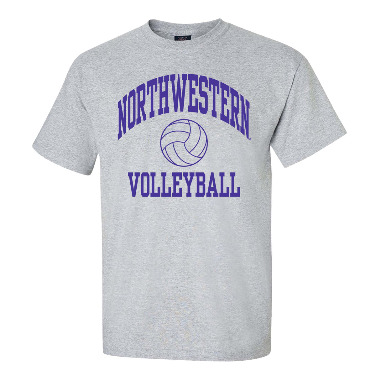 Northwestern University Wildcats Men's MV Heather Grey Classic Tee with Northwestern Volleyball Design