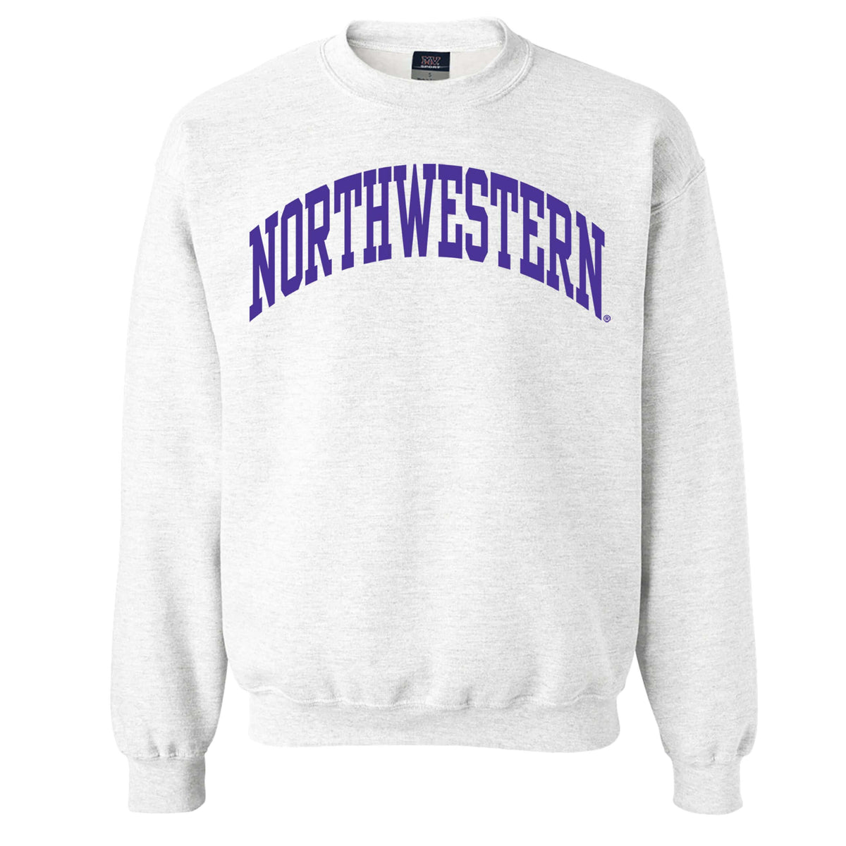 Northwestern University Wildcats Men's MV Fundamental Fleece Marble Heather Crewneck Sweatshirt with One Color Arch Design