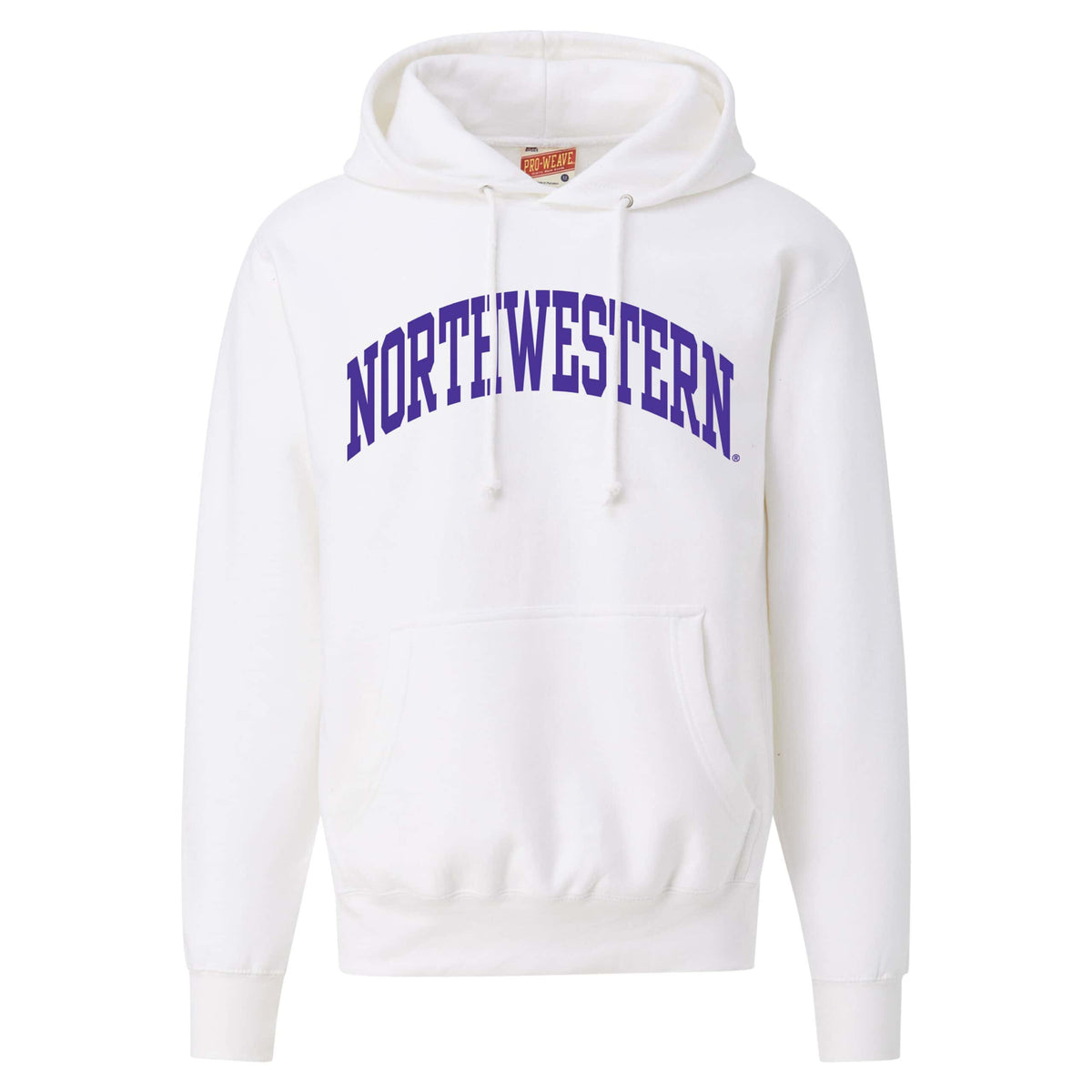 Northwestern University Wildcats Men's MV Super-Heavy Pro-Weave Fleece White Hooded Sweatshirt with One Color Arch Design