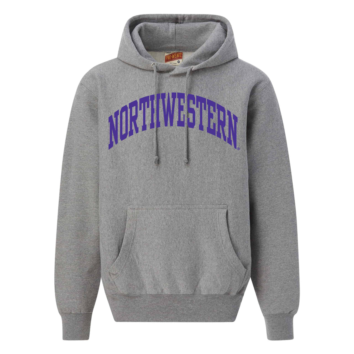 Northwestern University Wildcats Men's MV Super-Heavy Pro-Weave Fleece Graphite Hooded Sweatshirt with One Color Arch Design in Purple