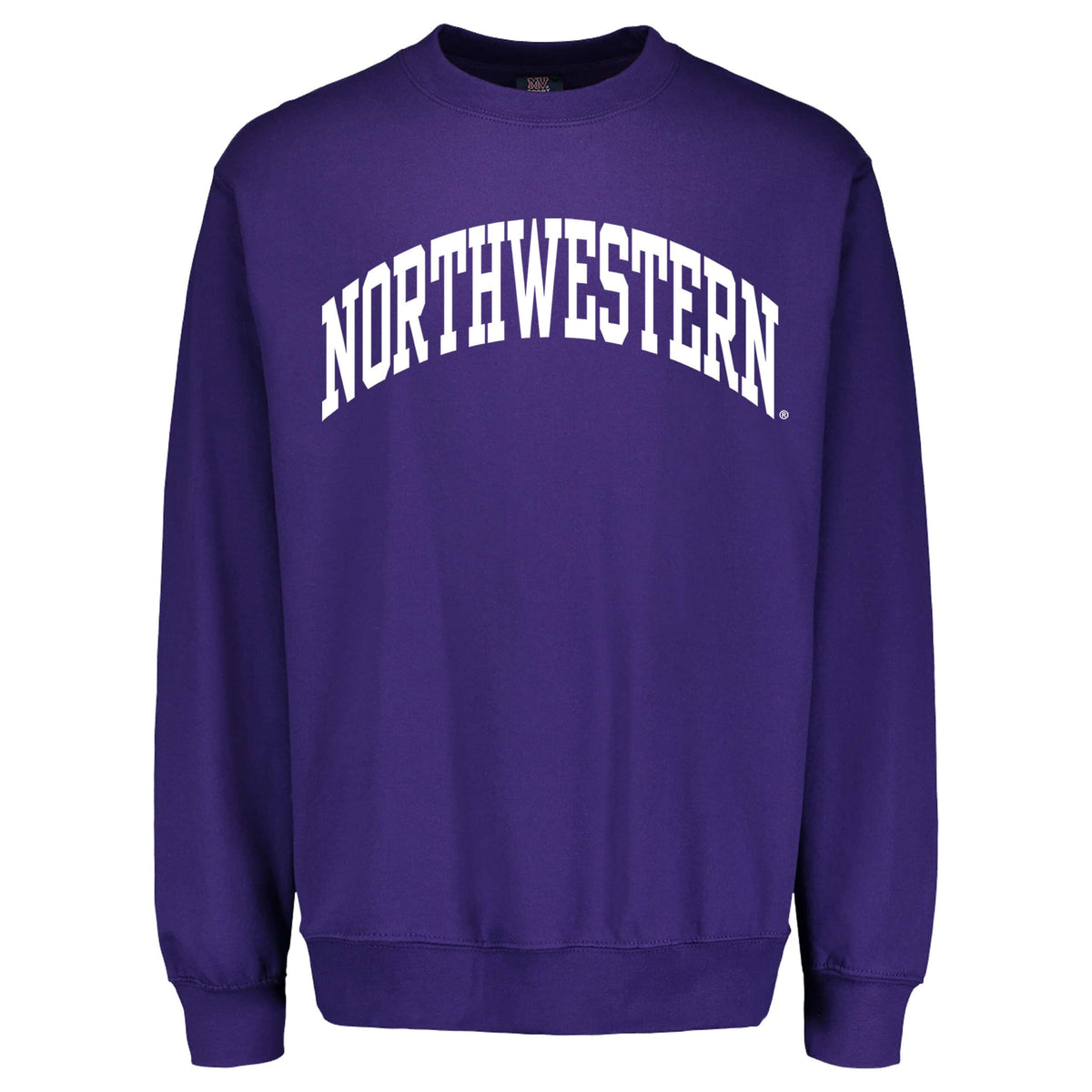 Northwestern University Wildcats Men's MV Pro-Weave Super-Heavy Purple Crewneck Sweatshirt with One Color Arch Design -2