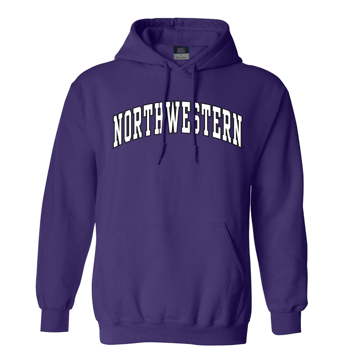Northwestern University Wildcats Men's MV Fundamental Fleece Purple Hooded Sweatshirt with Two Color Arch Design