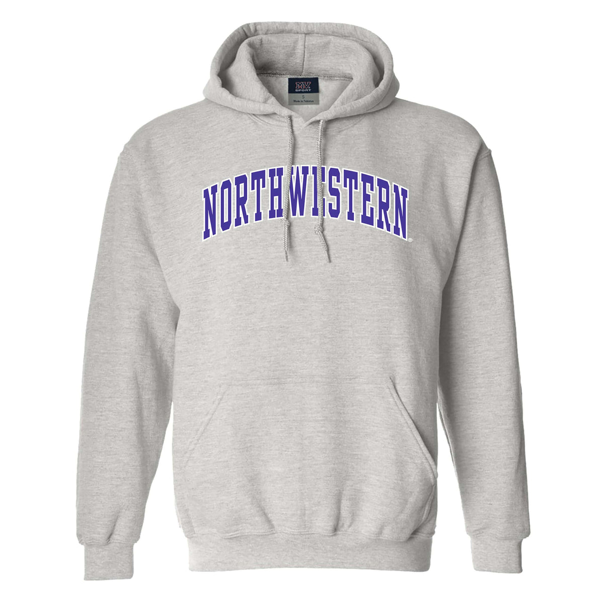 Northwestern University Wildcats Men's MV Fundamental Fleece Marble Heather Hooded Sweatshirt with Two Color Arch Design