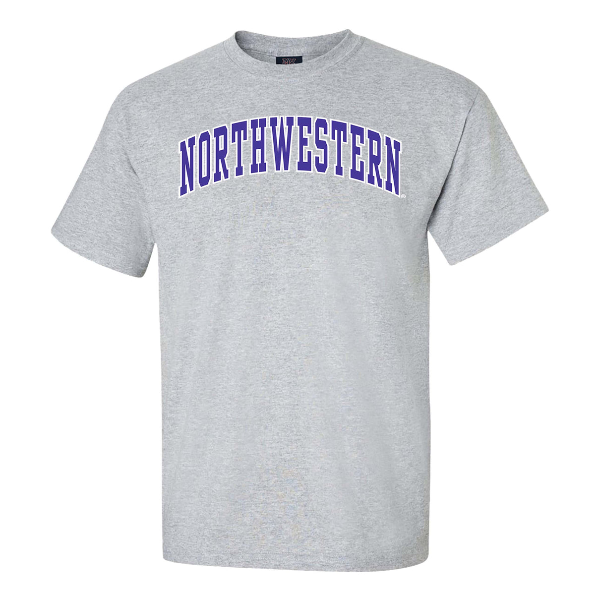 Northwestern University Wildcats Men's MV Heather Grey Classic Tee with Two Color Arch Design