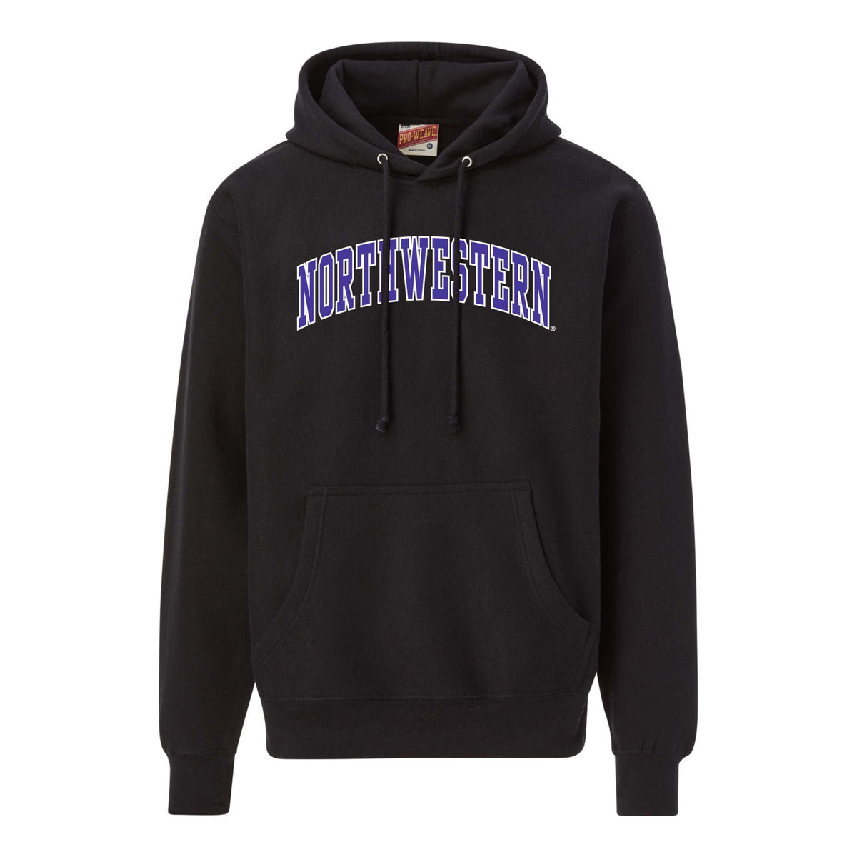 Northwestern University Wildcats Men's MV Super-Heavy Pro-Weave Fleece Black Hooded Sweatshirt with Two Color Arch Design