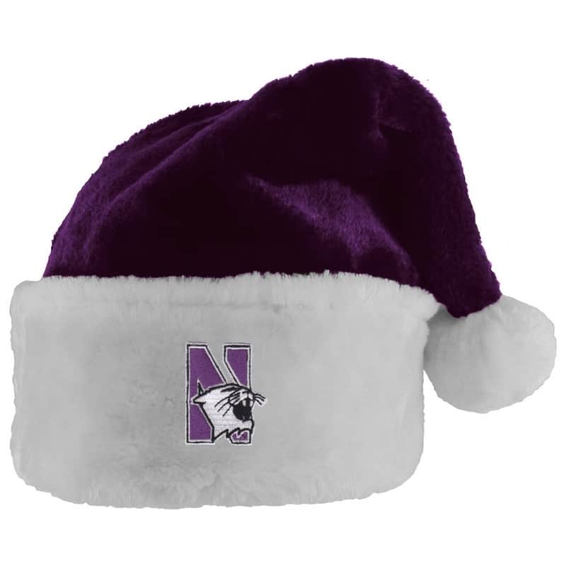Northwestern University Wildcats Purple Velour Santa Hat with N-Cat Design