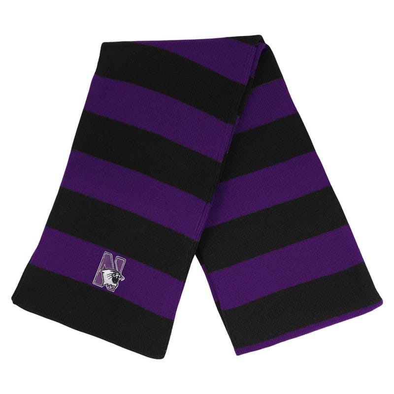 Northwestern University Wildcats Purple/Black Rugby-stripped Knit Scarf