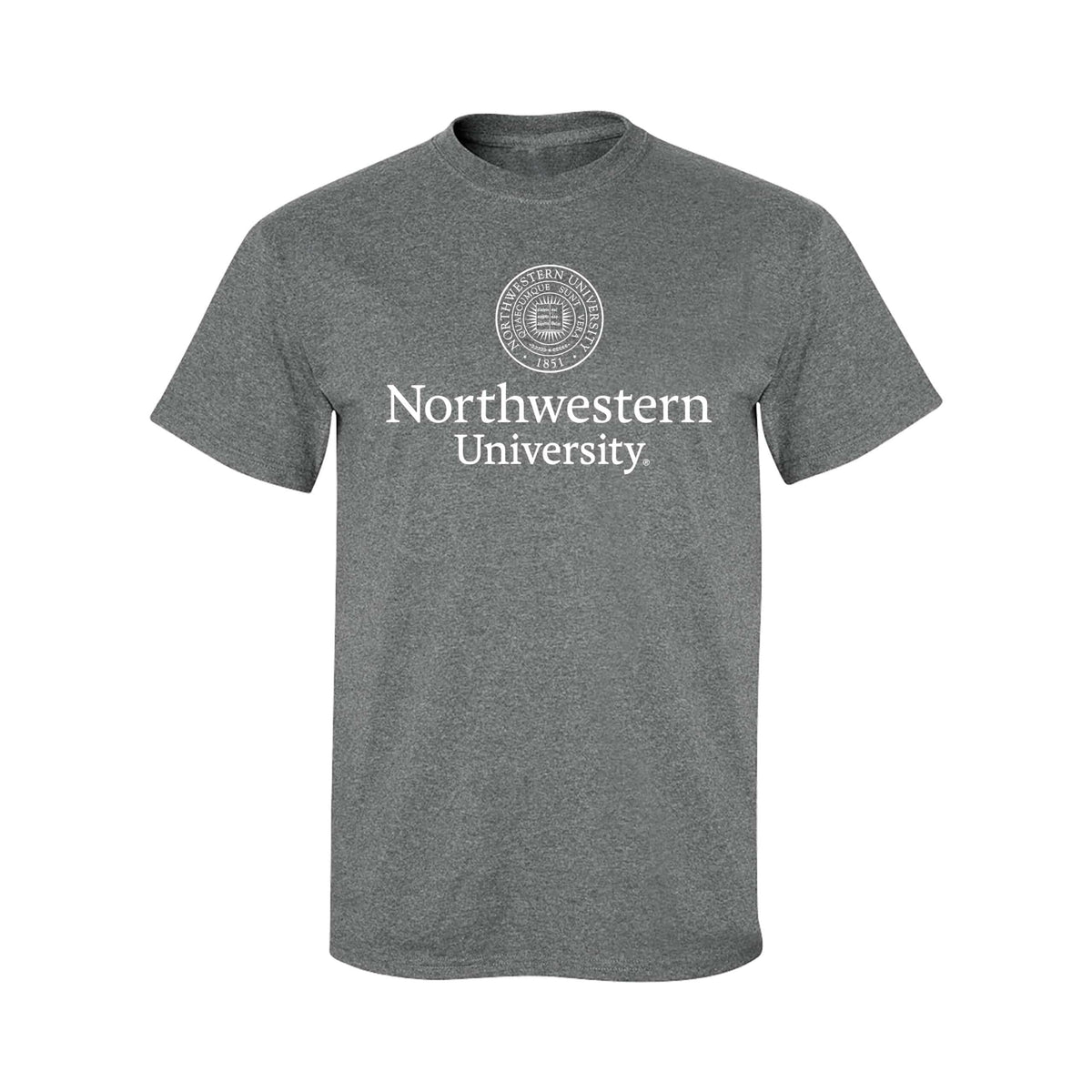 Northwestern University Wildcats Men's MV Graphite Classic Tee with Seal Design in White
