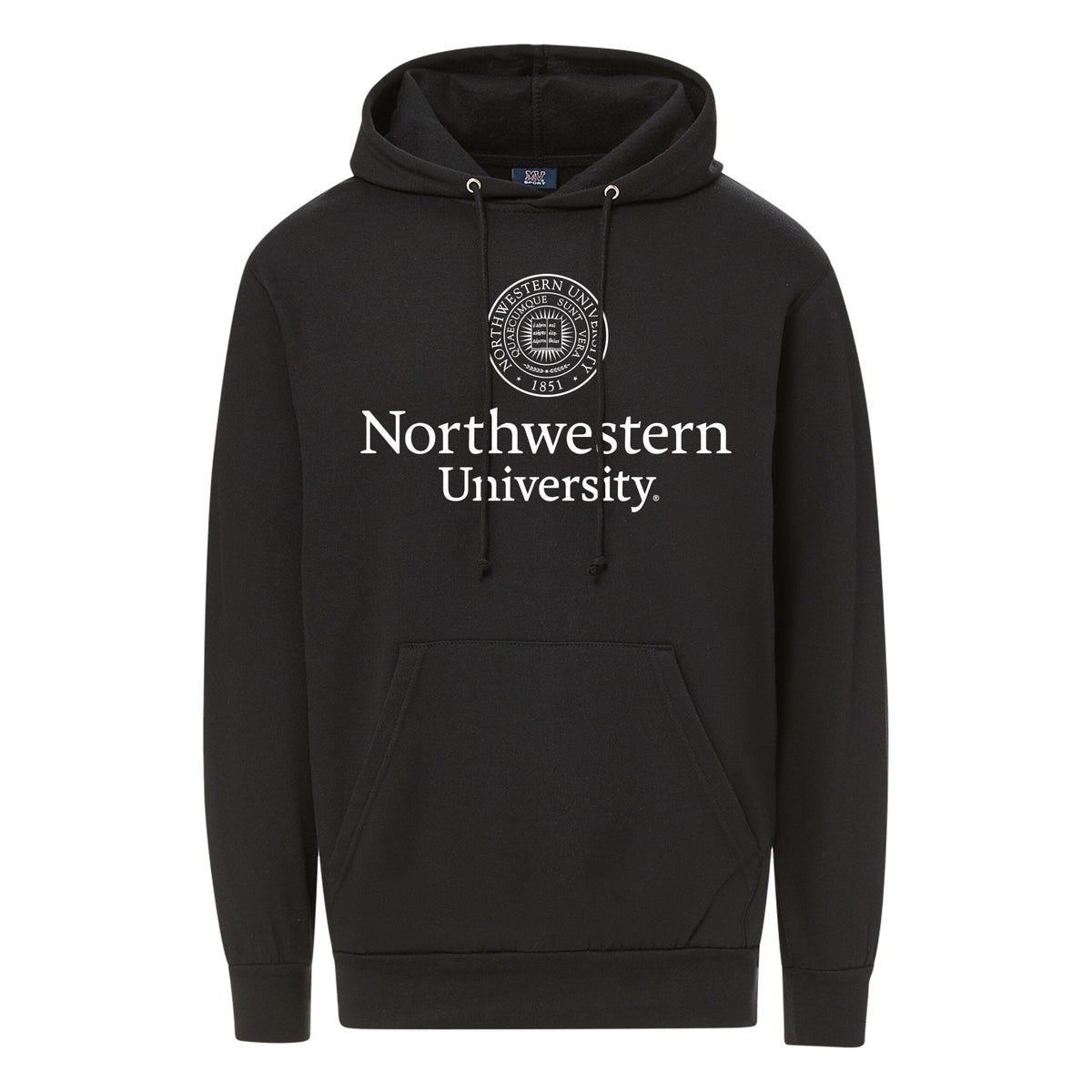 Northwestern University Wildcats Men's MV Fundamental Fleece Black Hooded Sweatshirt with Seal Design