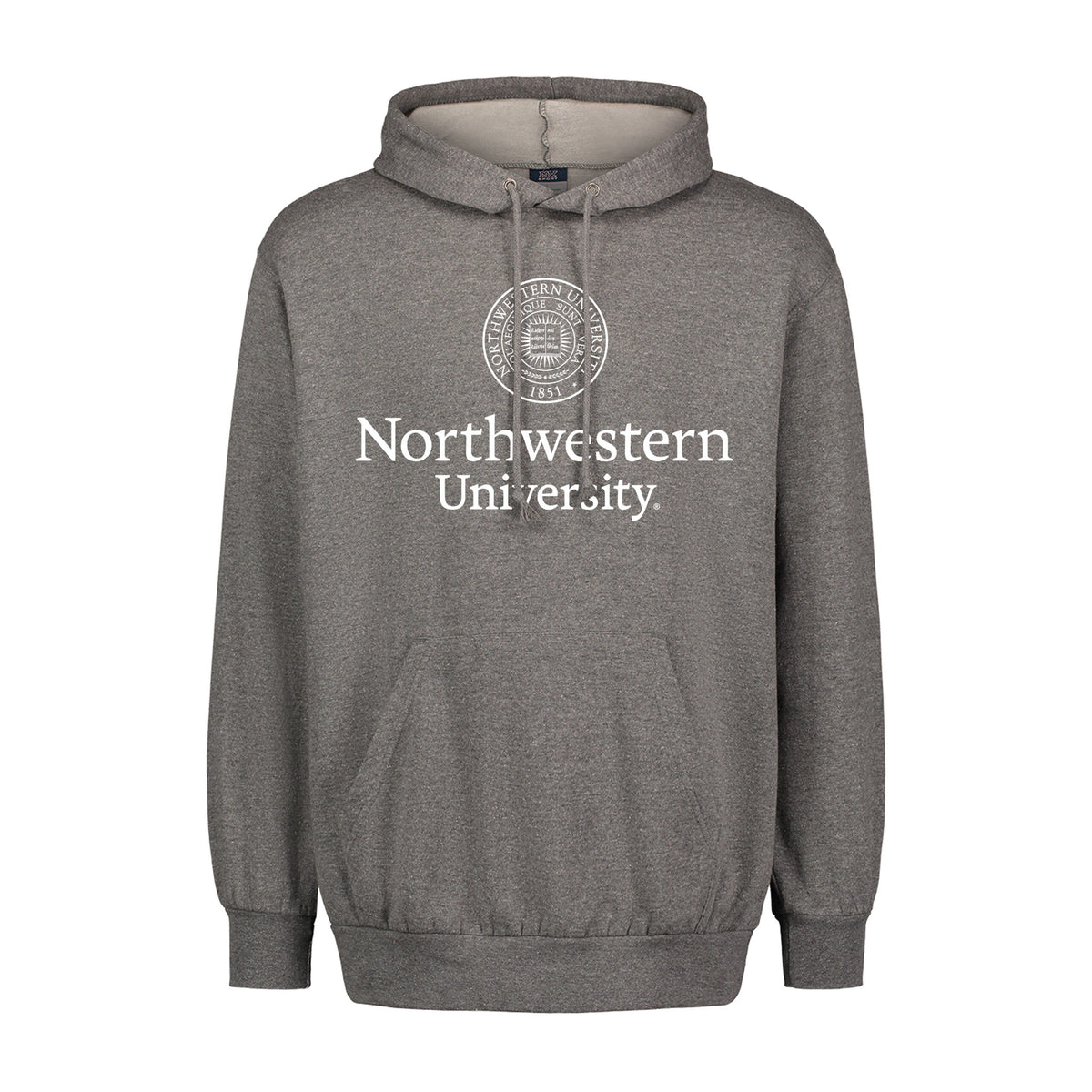 Northwestern University Wildcats Men's MV Fundamental Fleece Graphite Hooded Sweatshirt with Seal Design in White