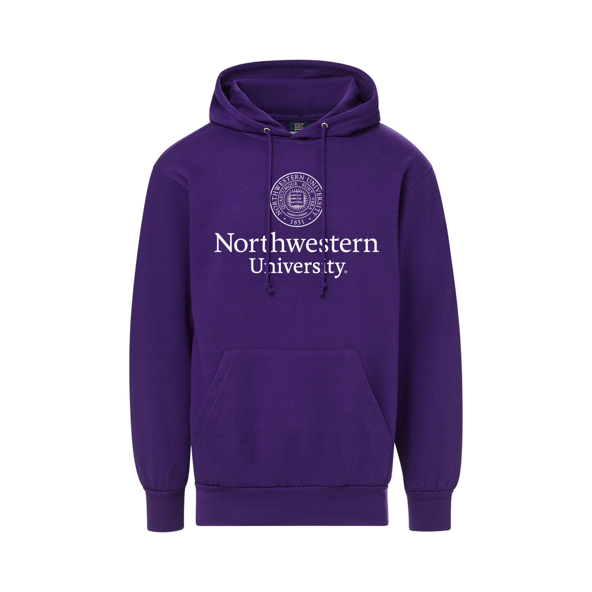 Northwestern University Wildcats Men's MV Fundamental Fleece Purple Hooded Sweatshirt with Seal Design