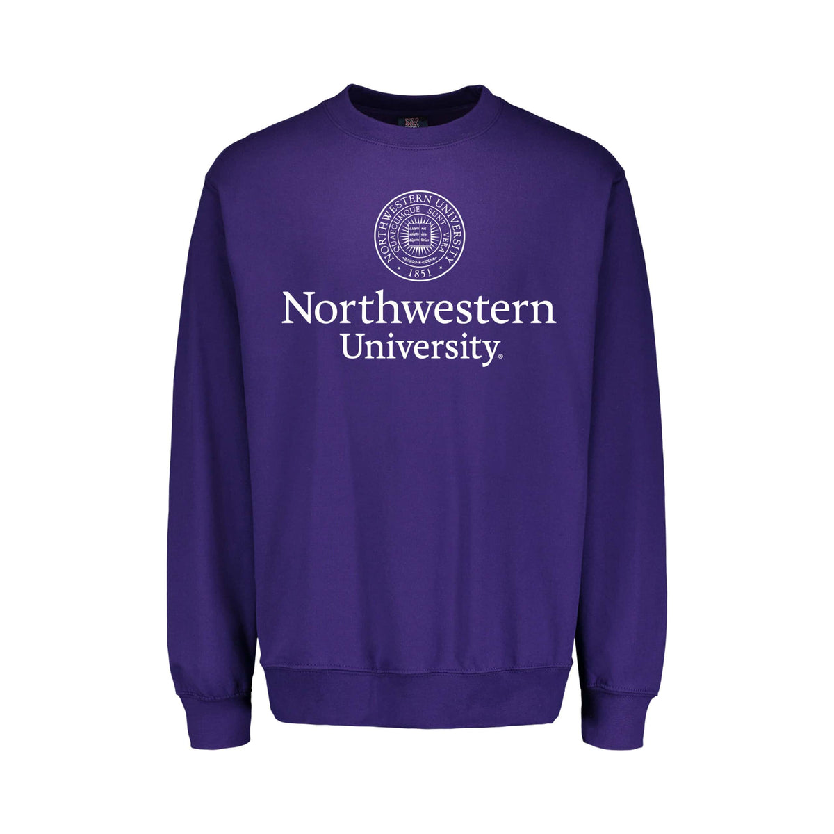 Northwestern University Wildcats Men's MV Fundamental Fleece Purple Crewneck Sweatshirt with Seal Design
