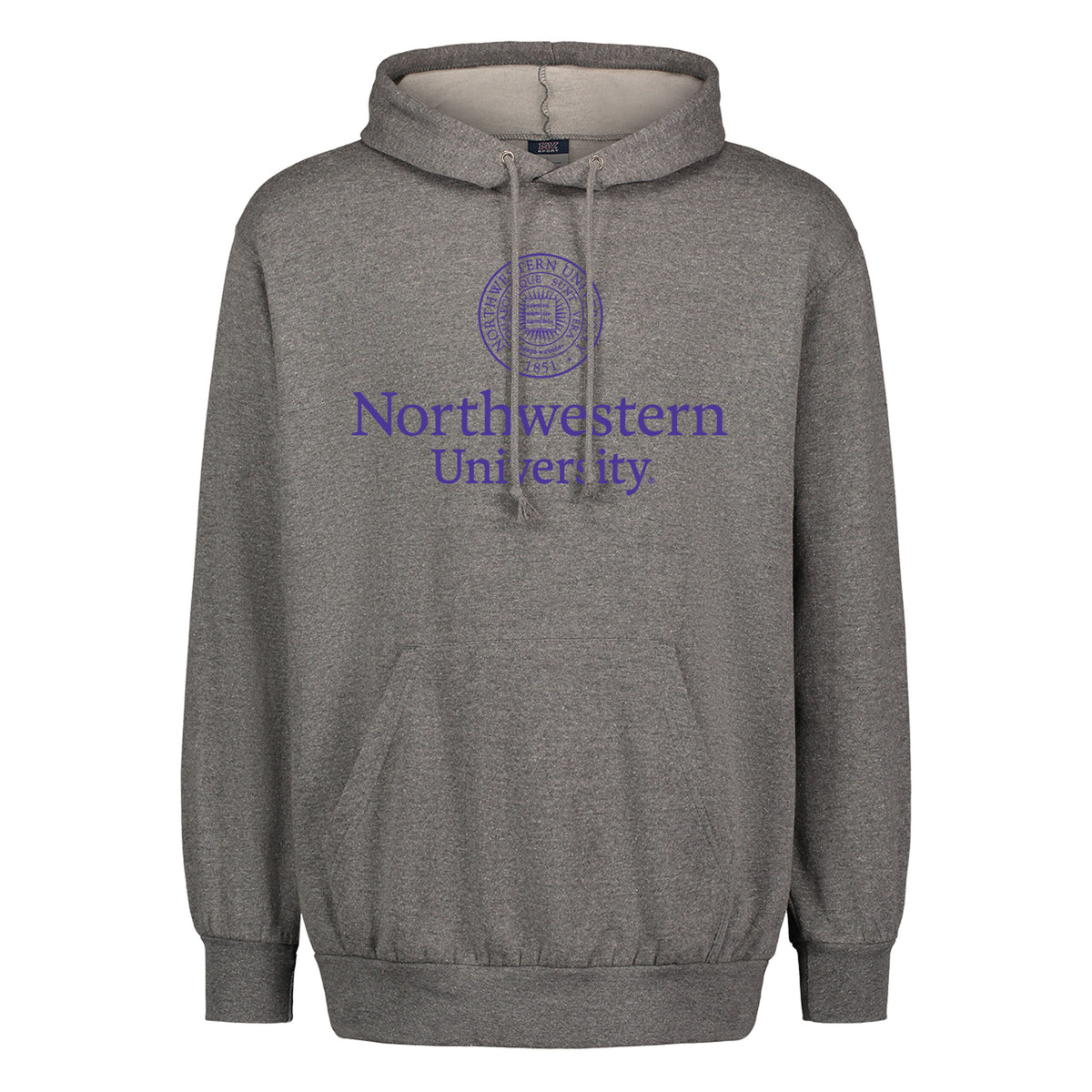 Northwestern University Wildcats Men's MV Fundamental Fleece Graphite Hooded Sweatshirt with Seal Design